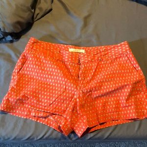 Orange Chino Shorts with Batik Pattern